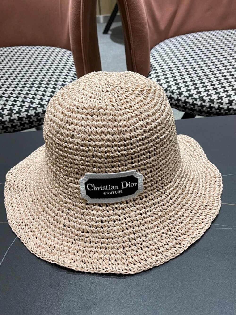 Dior Beige Crochet Bucket Hat